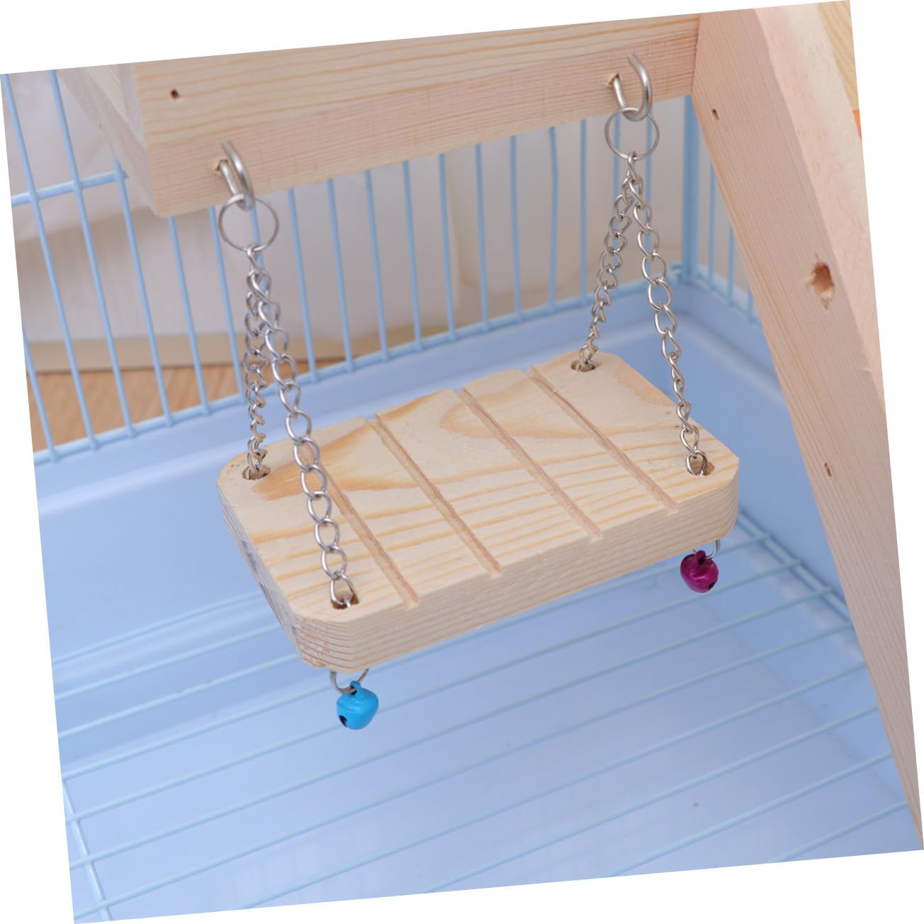 Jouet Échelle en Bois pour Hamster et Oiseau Balançoire, Ensemble 3 Pièces pour Exercice et Équilibre la Cage