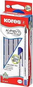 Kores - K0R-M: Ballpoint Pens With BLUE Semi-Gel Ink In Pastel Design, 1 Mm Medium Point Biro For Smooth Writing, Triangular Ergonomic Shape, School And Office Supplies, Pack Of 6