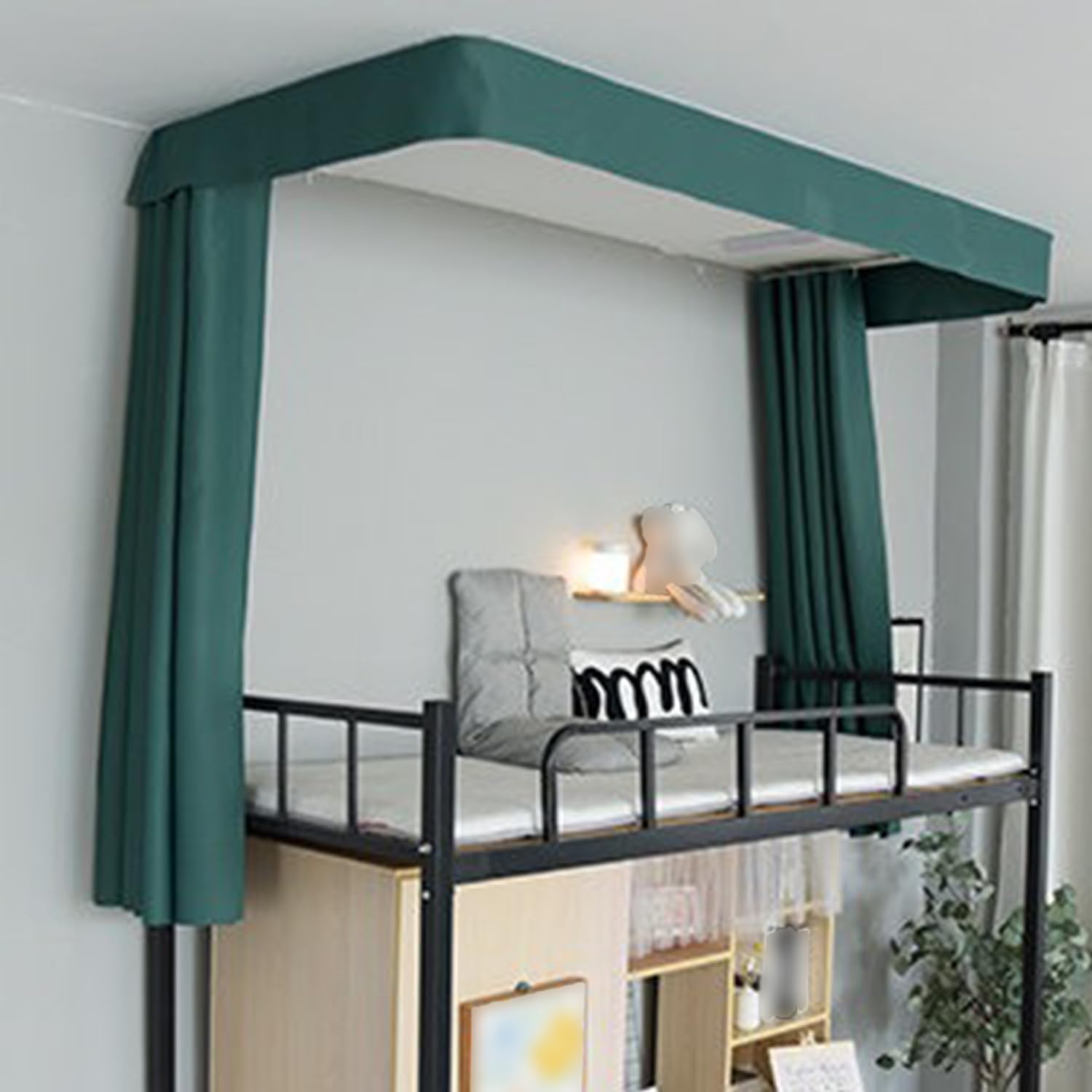 Stylish Solid Bed Curtains, Dust-&Mosquito-Proof Mesh, Privacy-Protecting Bed Canopies, Bed Curtains for Bunk Beds, Easy-Install for Dormitory Bed Curtains,Greenb,78.7 × 39.4 × 66.9 in