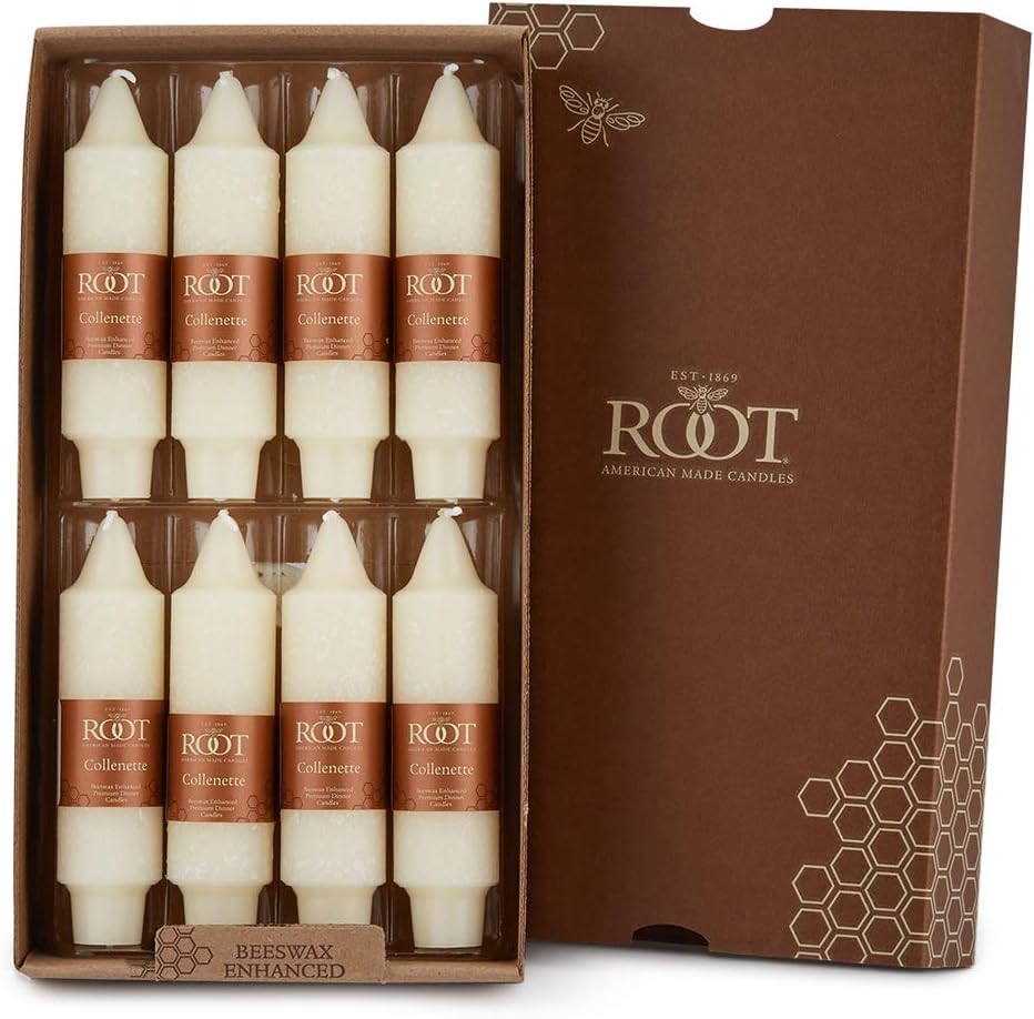 Root Candles59517 Unscented Timberline Collenette 5-Inch Dinner Candles, 8-Count, Ivory