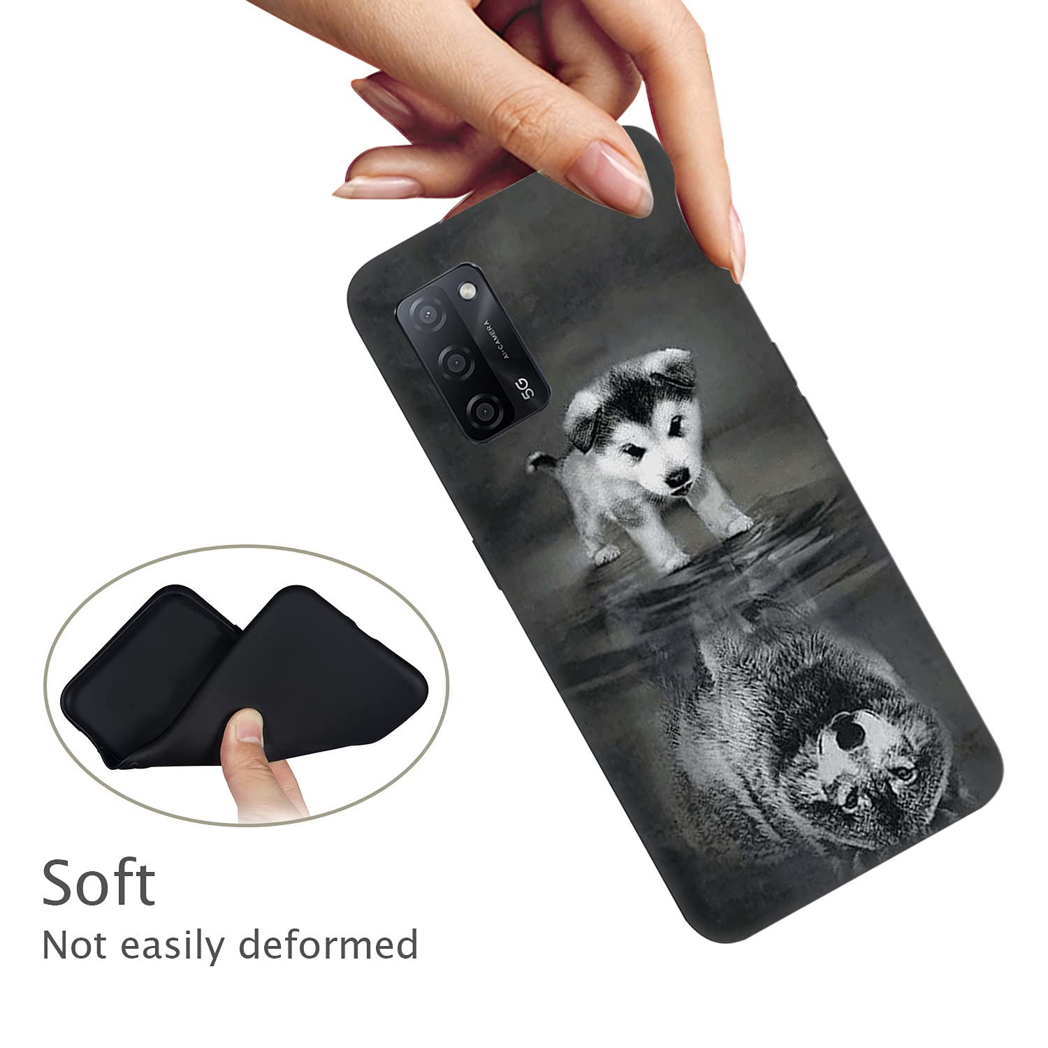 Cover OPPO A16 / A55 5G / A54 4G Con Design Leone Stellato - Custodia Morbida In TPU Silicone Antiurto