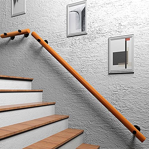 Main courante en bois de 200 cm avec kit complet de sécurité pour escalier