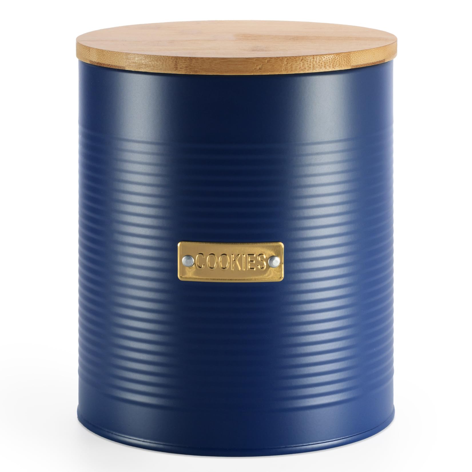 EHC Round Cookie Biscuit Storage Container Jar with Airtight Lid, 2.8L- Navy
