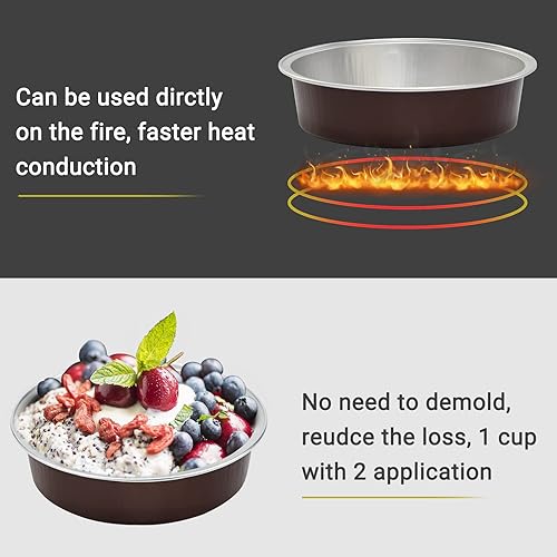 Vista 195 de Beasea Latas desechables para tartas de 4 pulgadas, paquete de 50 mini sartenes con tapas, molde de aluminio dorado de 8 onzas, moldes para tartas