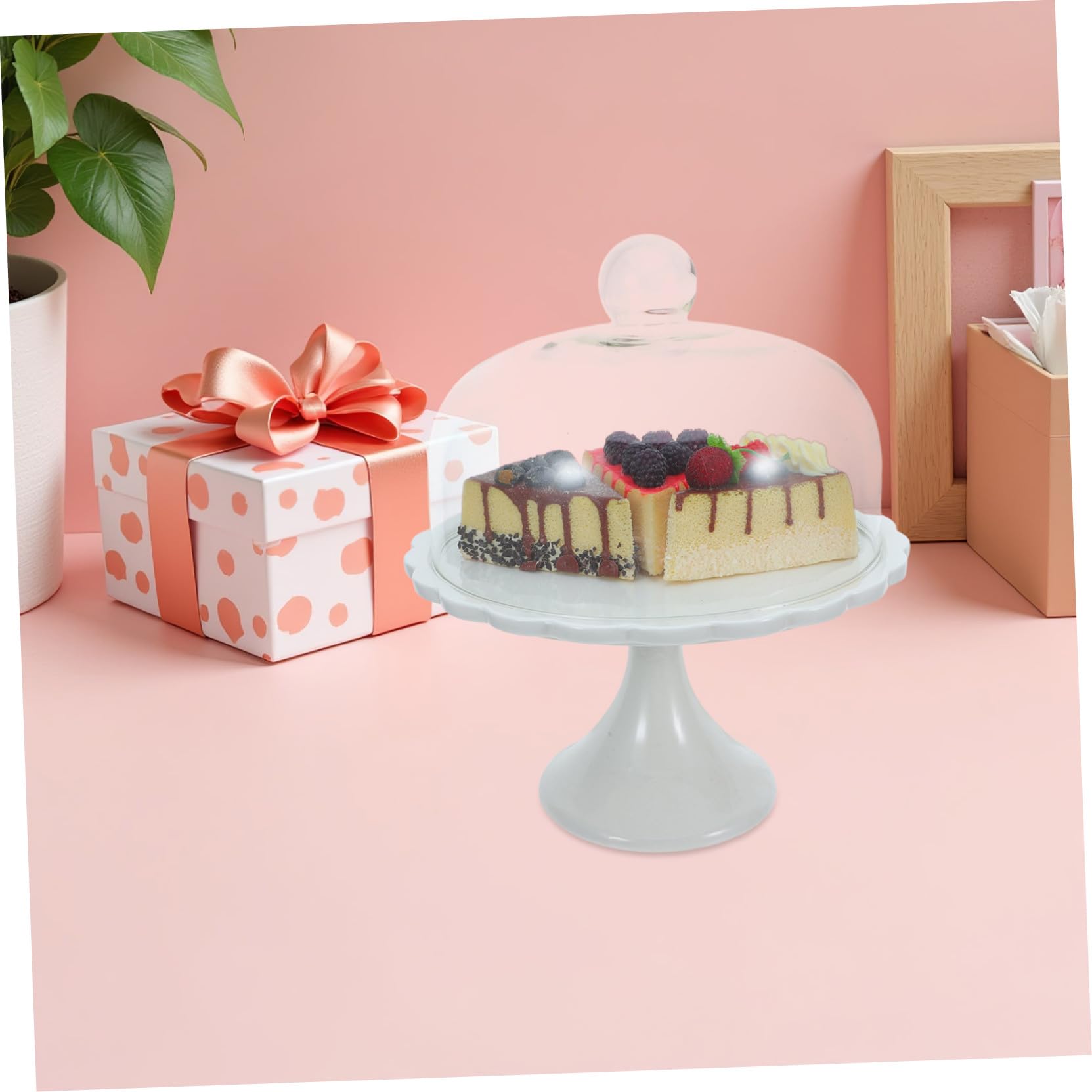 PLAFOPE Espositore per Torte in Ceramica Coperchio in Vetro, Robusto