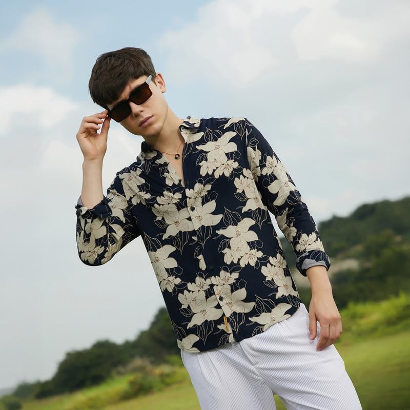 Image of CAHOOT Men's Shirt for Casual Wear | Spread Collar | Long Cuffed Sleeves | Button Closure | Shirt Crafted with Comfort Fit for Everyday Wear