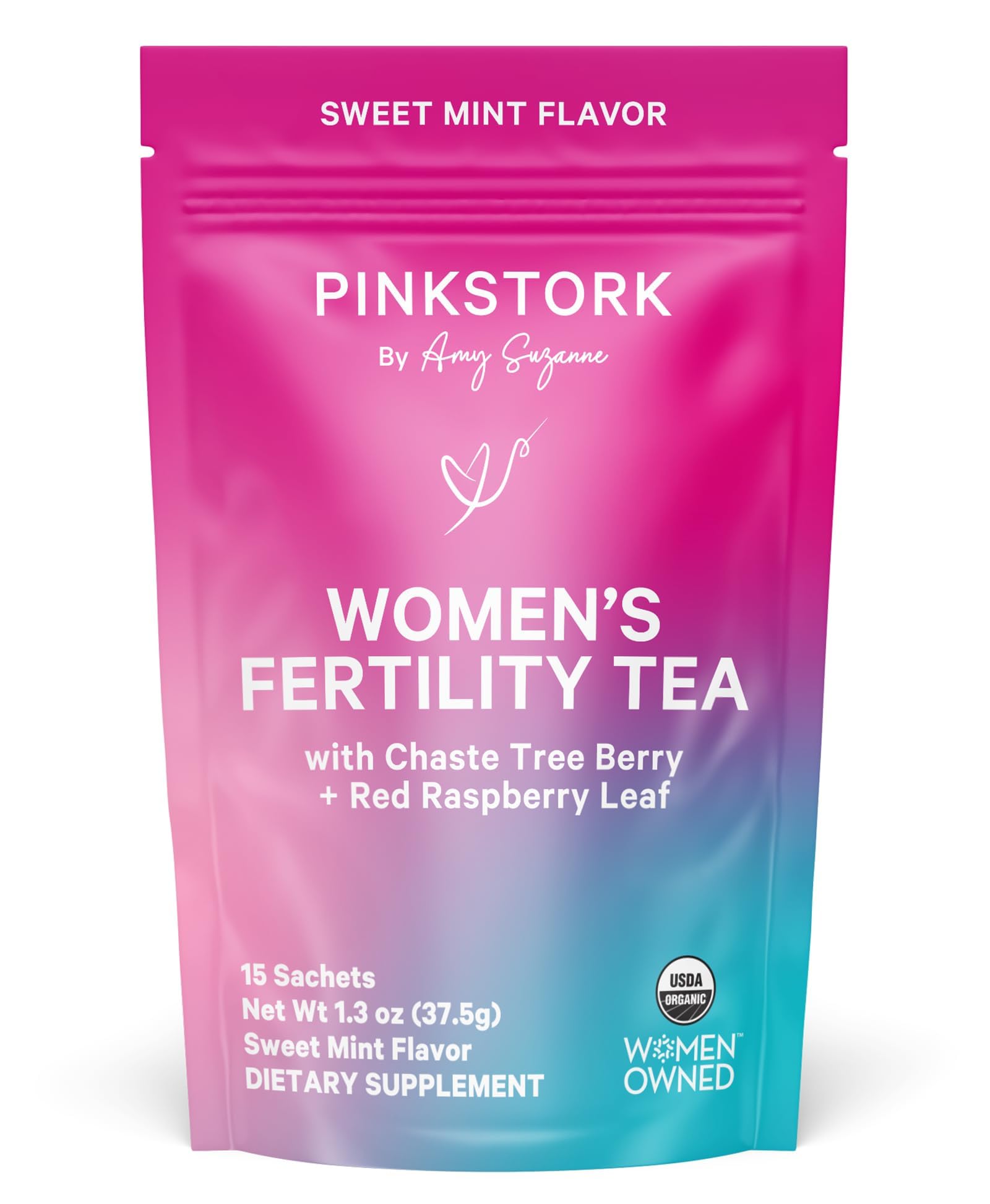Pink Stork Fertility Tea, Organic Vitex + Cycle Support, Sweet Mint, 15ct