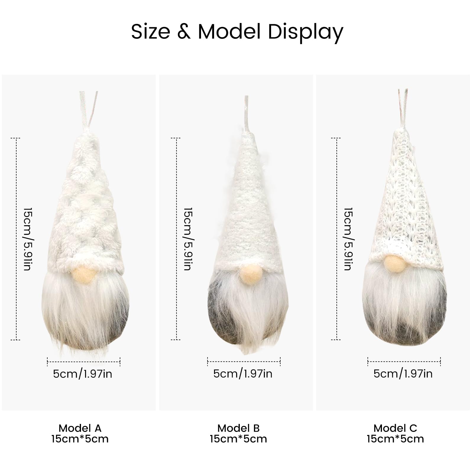 MSQ GNOME Lot de 3 décoration de Noël Faites à la Main en Peluche Père Noël | elfe Ornements de table d'arbre de Noël à suspendre Décoration d'intérieur