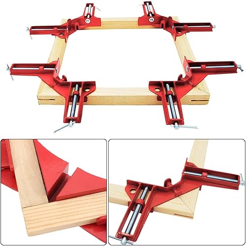 Miniatura 5 de Saipe 4 abrazaderas de ángulo recto de 90 grados, abrazaderas de esquina de aleación de aluminio, abrazadera cuadrada ajustable, herramientas