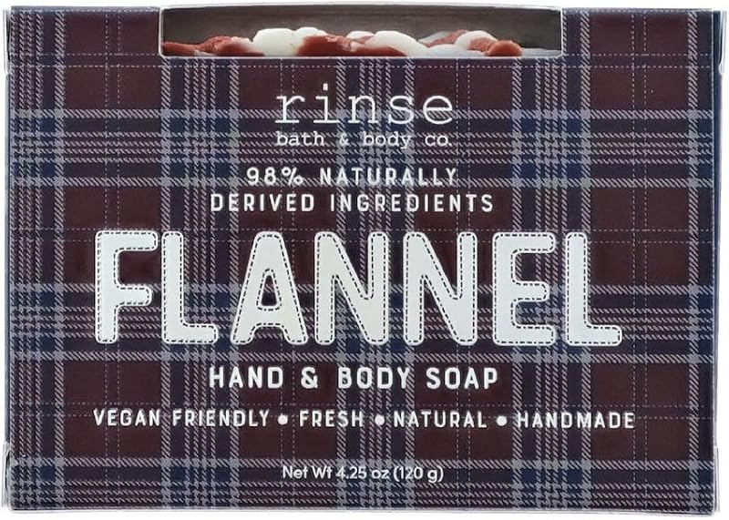 Rinse Bath & Body Sabonete em Barra Flannel Artesanal com Fragrância Amadeirada, 121 g