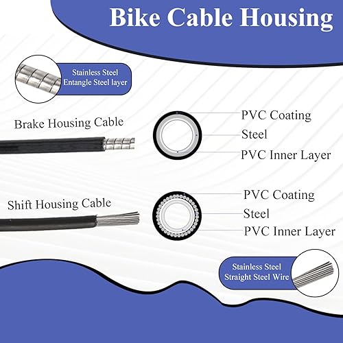 Miniatura 3 de Kit universal de cables de freno de bicicleta, carcasa de cable de freno de bicicleta y carcasa de cable de cambio de bicicleta con tapas de extremo