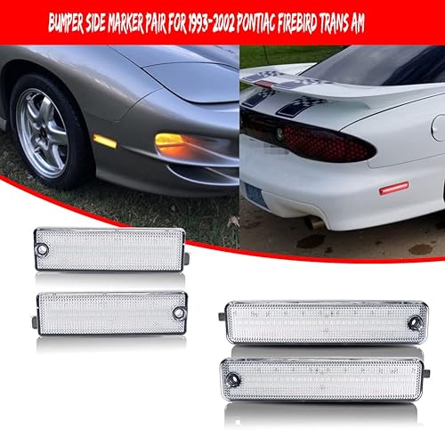 Miniatura 6 de KENRTIR Lente transparente ámbarrojo LED kit de luz de marcador lateral compatible con Pontiac Firebird Trans Am 1998-2002, reemplazo de lámparas de