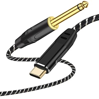 USB C Guitar Cable,10FT Guitar 1/4 Inch TS to Computer USB Type C Interface Recording Cable for Instruments Recording Singing, Premium Braided Shielding Cable,Gold Plated Plug.Plug and Play