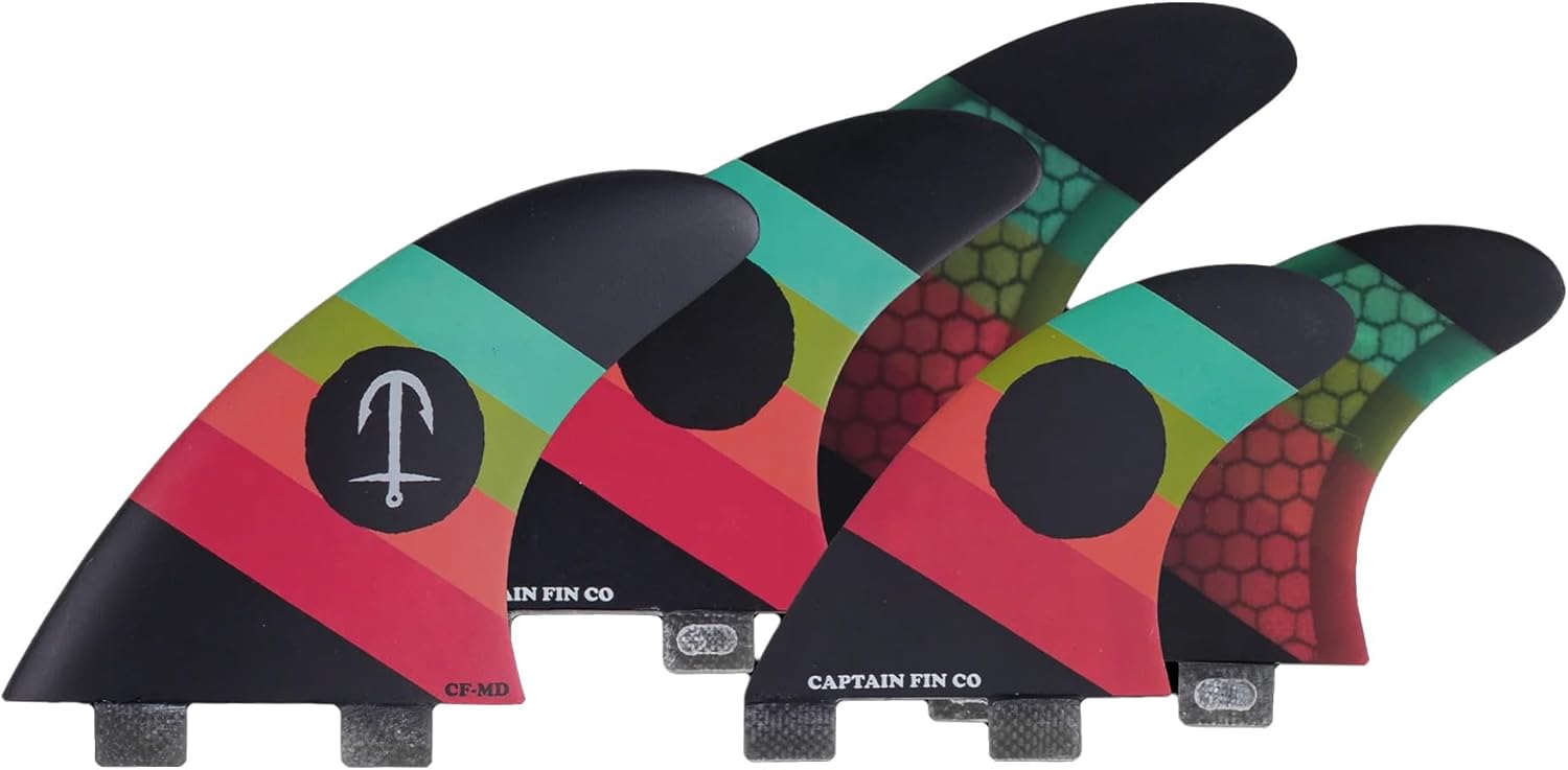 Captain Fin Series Twin Tab 5 Fin Set - Black - M