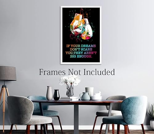 Miniatura 5 de Póster con cita inspiradora de boxeo, If Your Dreamsdon't Scareyou.They Aren'Tbig Enough, arte de pared con citas motivacionales, guantes de boxeo,