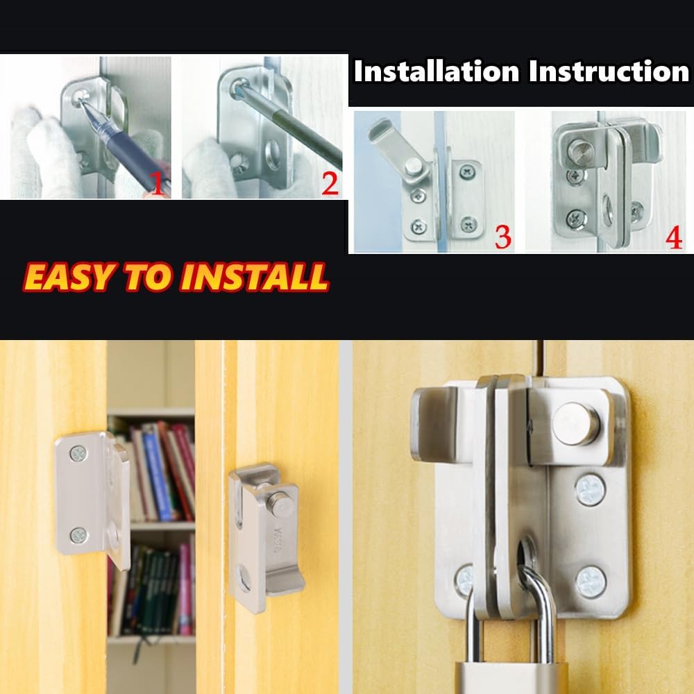 Flip Latch Gate Latches | Safety Door Lock | Barn Door Latch Lock| Barn Door Flip Latch | Gate Latch Lock | 55x45mm,Stainless Steel Brushed Finish - SOLTAIREJACO 3