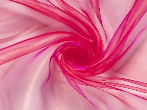 Minerva Neon Pink Sheer Organza Fabric for Dressmaking - 145cm Wide - per metre