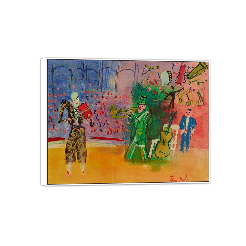 MUHJDYC Jean Dufy Famoso Stampe Arte Poster Riproduzione-Bianca Cornice Quadro su Tela-Quadri Moderni Soggiorno(clown musicali) 70x90cm