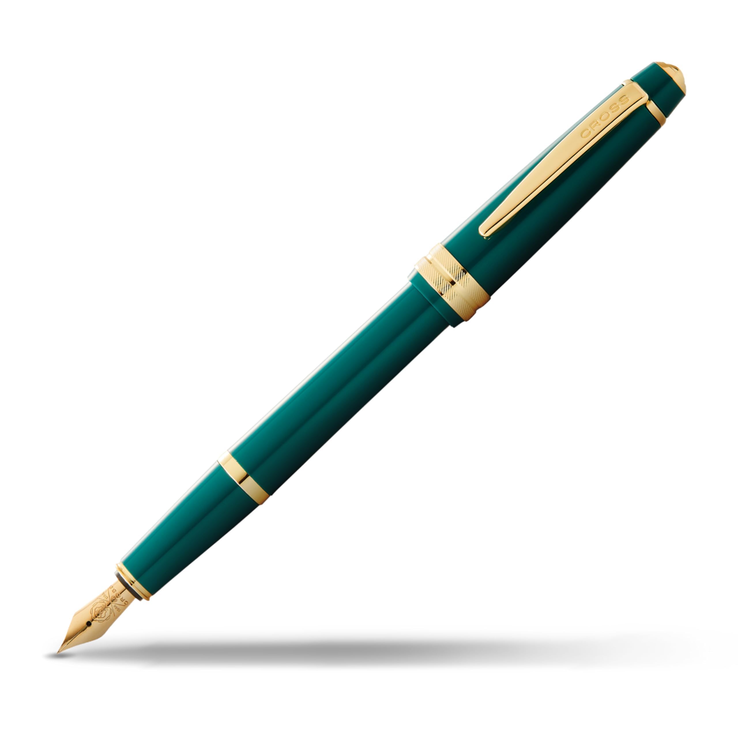 Cross Bailey Fountain Pen – Dark Green Resin with Gold Accents, Medium Nib, Luxury Writing Instrument-image-25