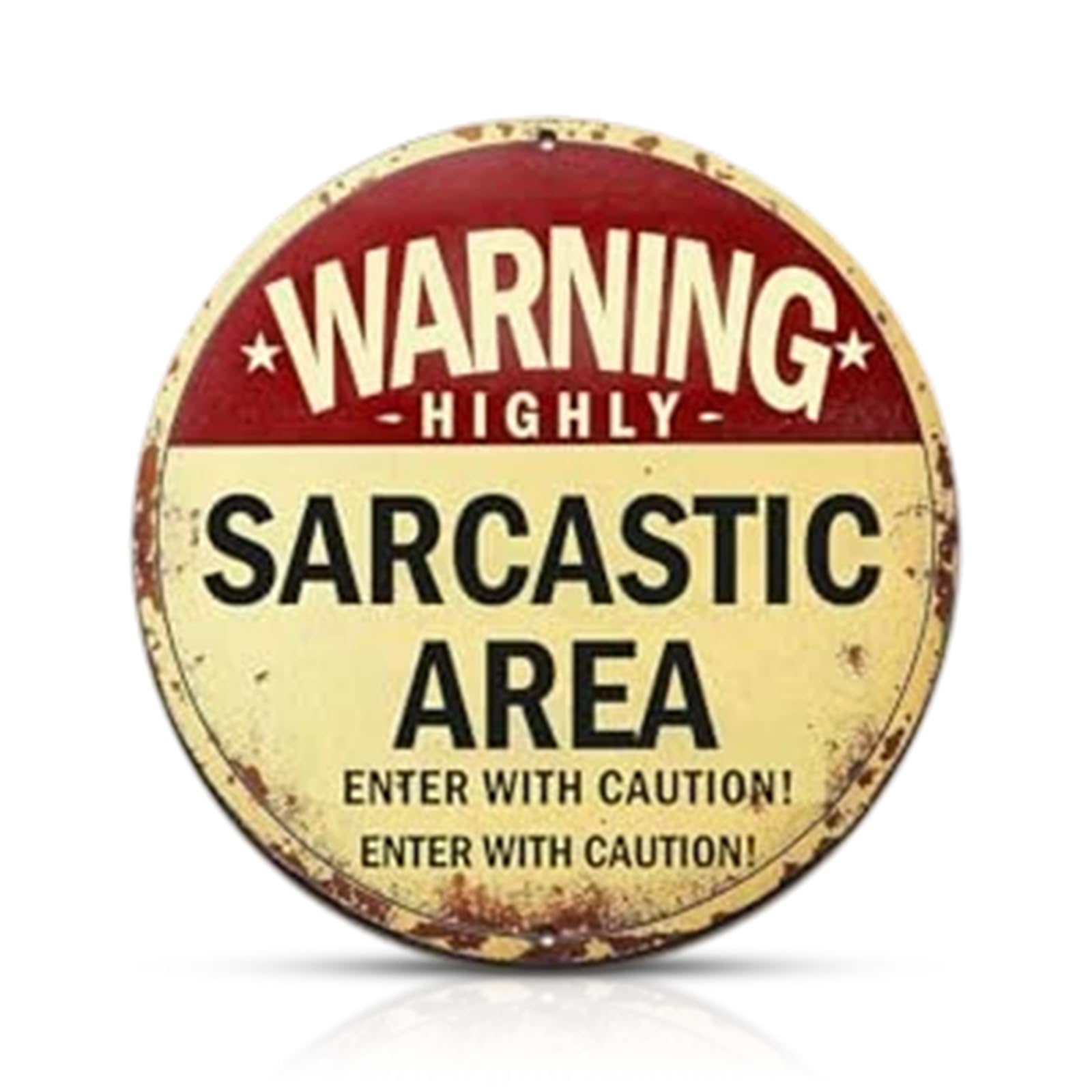 Vintage Metal Signs Funny Man Cave Signs "WARNING - HIGHLY SARCASTIC AREA" 7.9 Inch Humorous Friendly Reminder Wall Plaques for Home Bar Man Cave Garage Private Area Funny Garden Plaques Outdoor