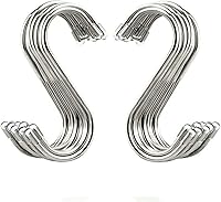 Evob 20 Pack 3.4" Stainless Steel S Hooks - Heavy Duty Hanging Hooks for Kitchen, Bathroom, Garden, Garage & Workshop