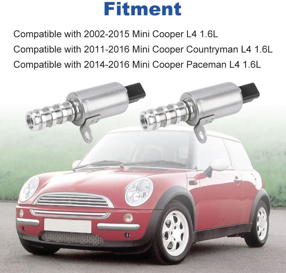 WMPHE 2 PCS OCV Oil Control Variable Valve Timing (VVT) Solenoid Replacement for 11368610388 11367587760 Compatible with Mini Cooper S Clubman R55 R56 R57 R58 R59 R60 R61 1.6L L4 2002-2016