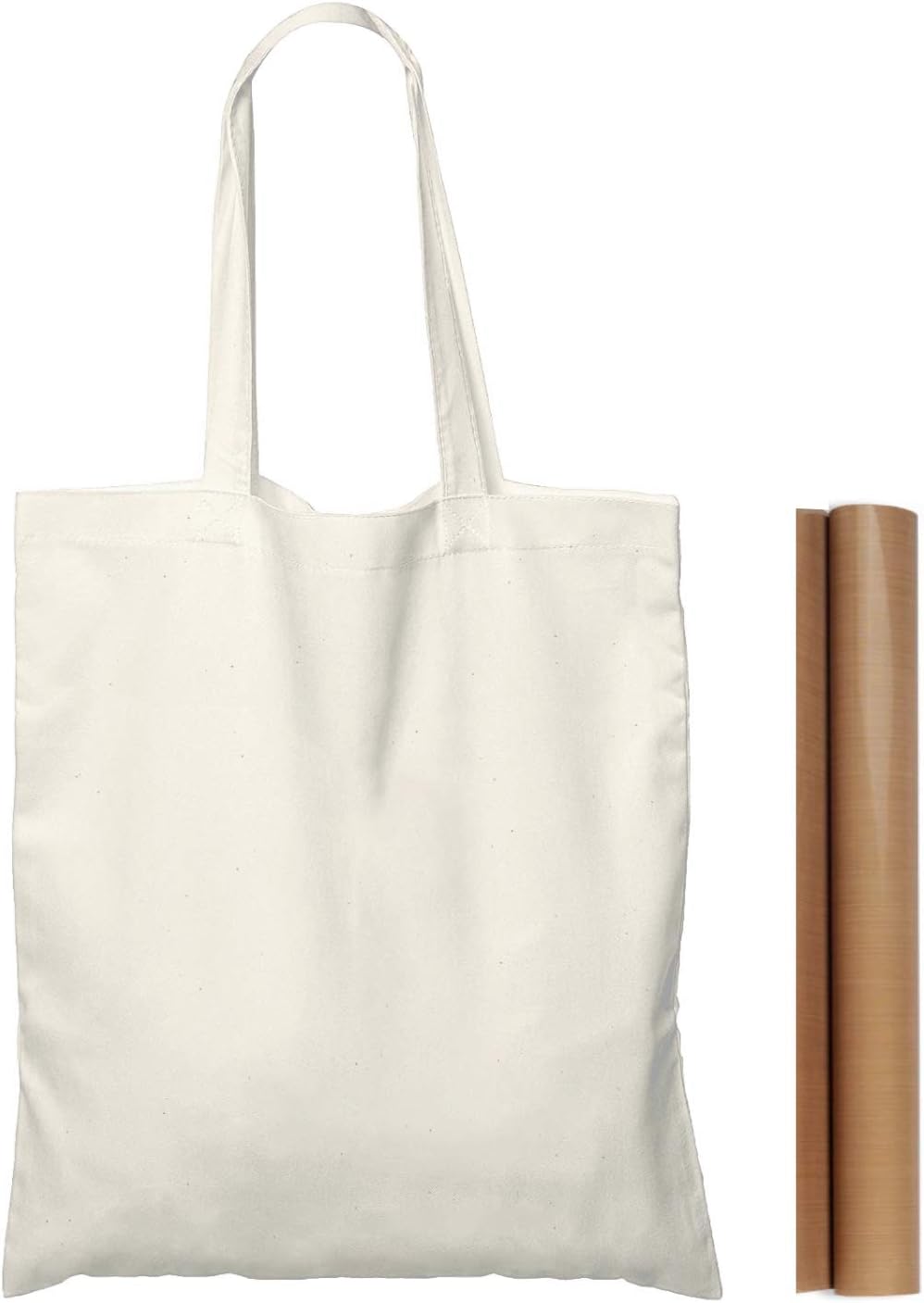 NPBAG 25 Pack 15'' X 16'' Natural Cotton Tote Bags, Lightweight Blank Bulk Cloth bags with 1pc of PTFE Teflon Sheet Medium Natural 25