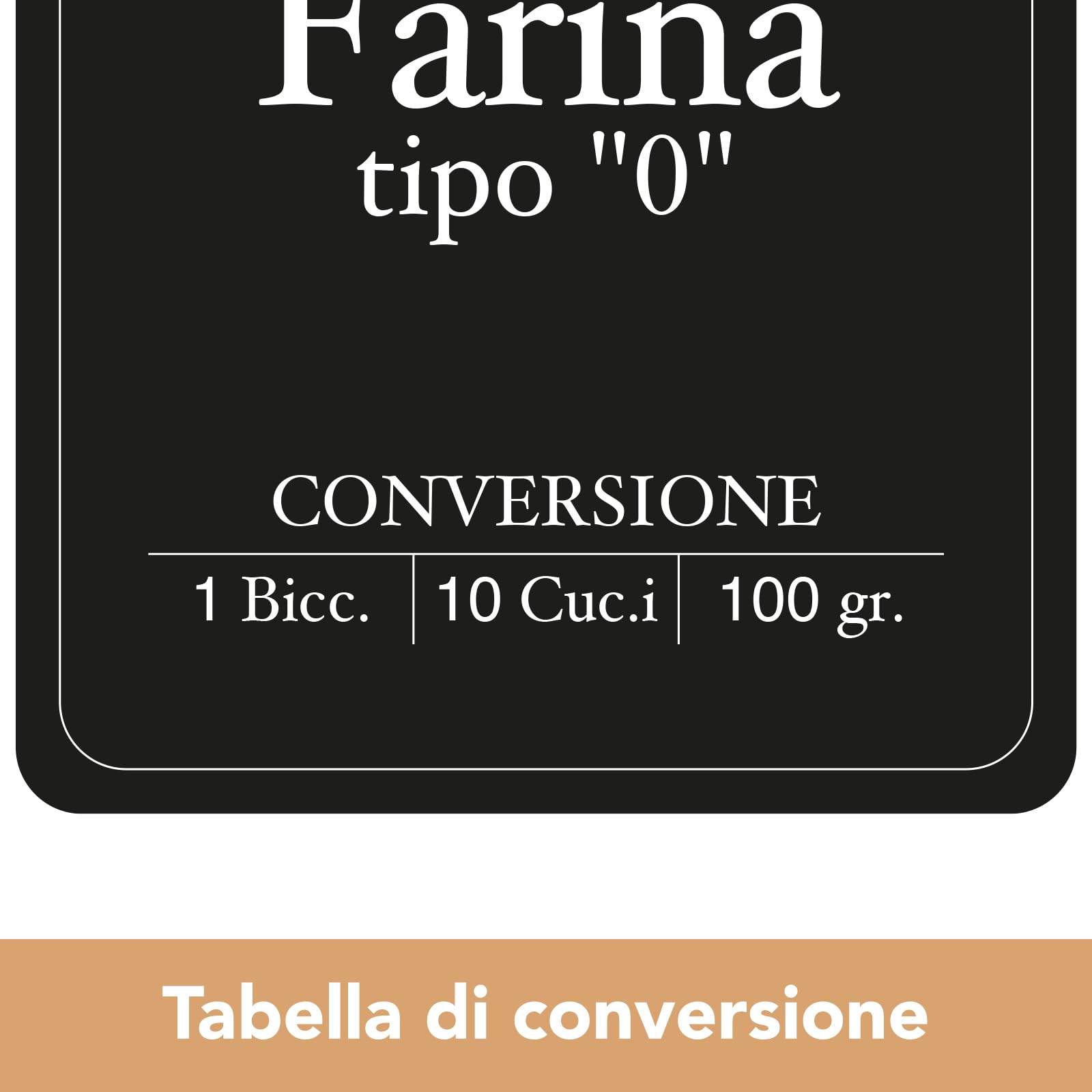 Etiquetas adhesivas impermeables lavables para tarros dulces salados negros italiano con tabla de conversión
