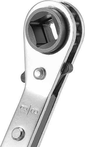 Miniatura 3 de HOZEON 4 herramientas de llave de servicio HVAC, llave curva de trinquete con adaptador de broca hexagonal, juego de llaves de servicio de