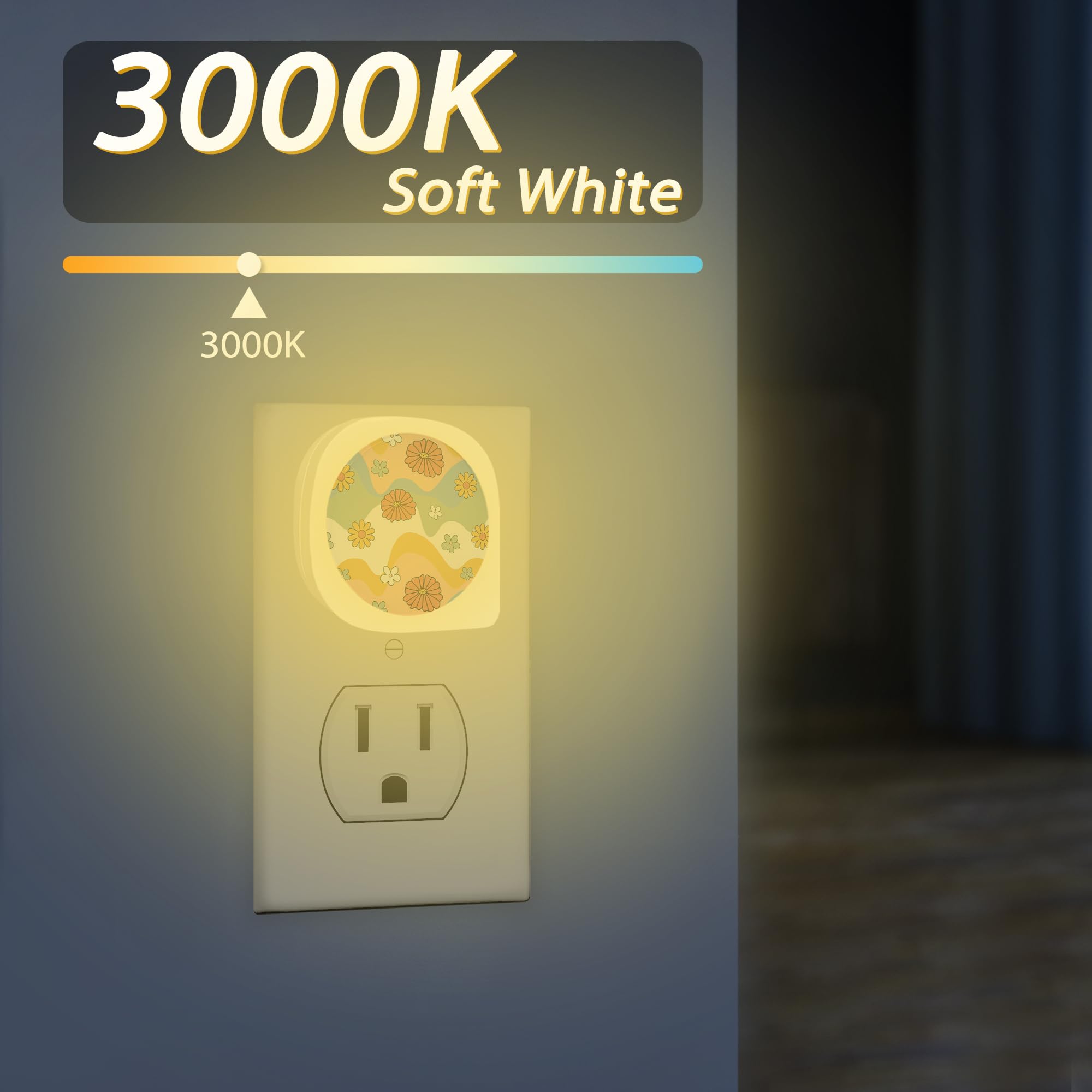 70s Retro Floral Night Lights Plug into Wall Vintage Flower Night Light for Boys Girls Led Night Light — view 2