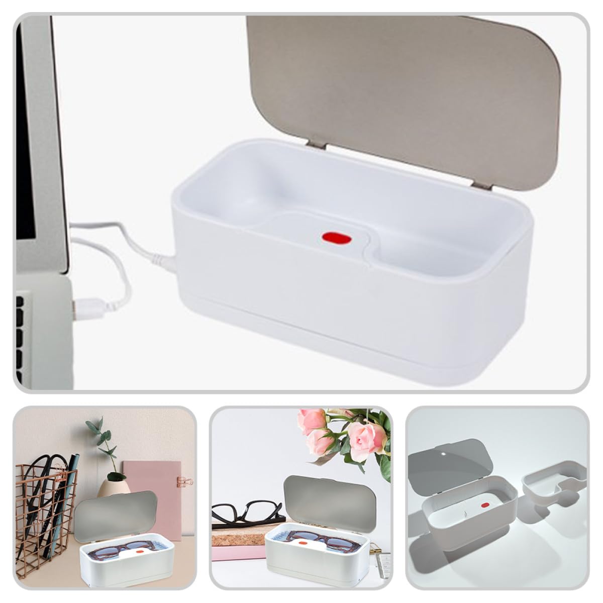 Milisten Schall Schmuckreiniger und Uhrenreinigungsgerät Tragbare Kleine Reinigungsbox Geräuscharmer Multifunktions Brillenreiniger für Haus und Geschäft