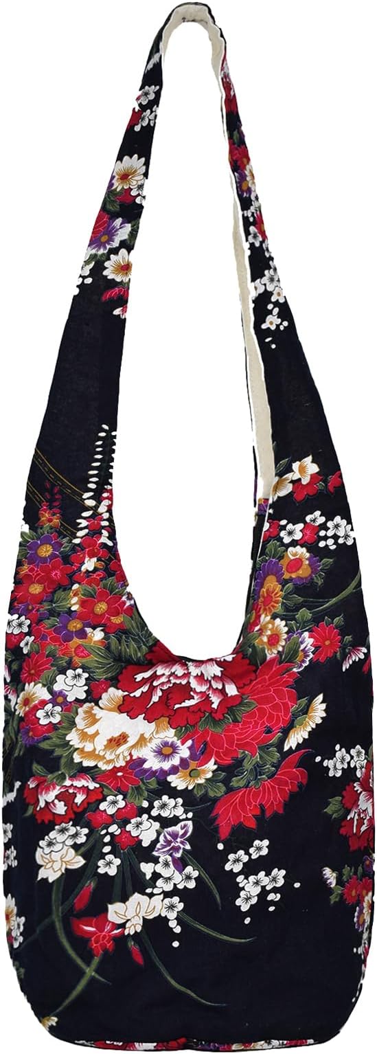 WITERY Women's Sling Crossbody Bags Large Shoulder Shopping Hobo Bag Handbag Top Zip Bags Handmade Messenger Bag Wallet