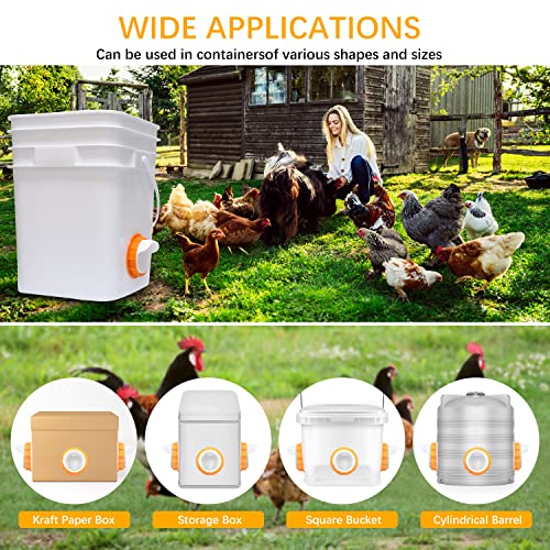 Dstana Diy Chicken Feeder No Waste 4 Ports Automatic Poultry Feeder With 4Pcs Stopper & 1 Hole Saw, Weatherproof Reusable Gravity Chicken Feeder Kits For Buckets, Barrels, Bins, Troughs(Orange) #TOP3