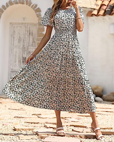 Image of PRETTYGARDEN Women's Casual Smocked Boho Floral A-Line Maxi Dress 2026