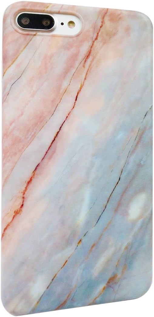 Phone Case For Iphone 7 plus, DUOMON New Marble Design Slim Shockproof Flexible Smooth TPU Soft Case Rubber Silicone Skin Cover (pink cloud)