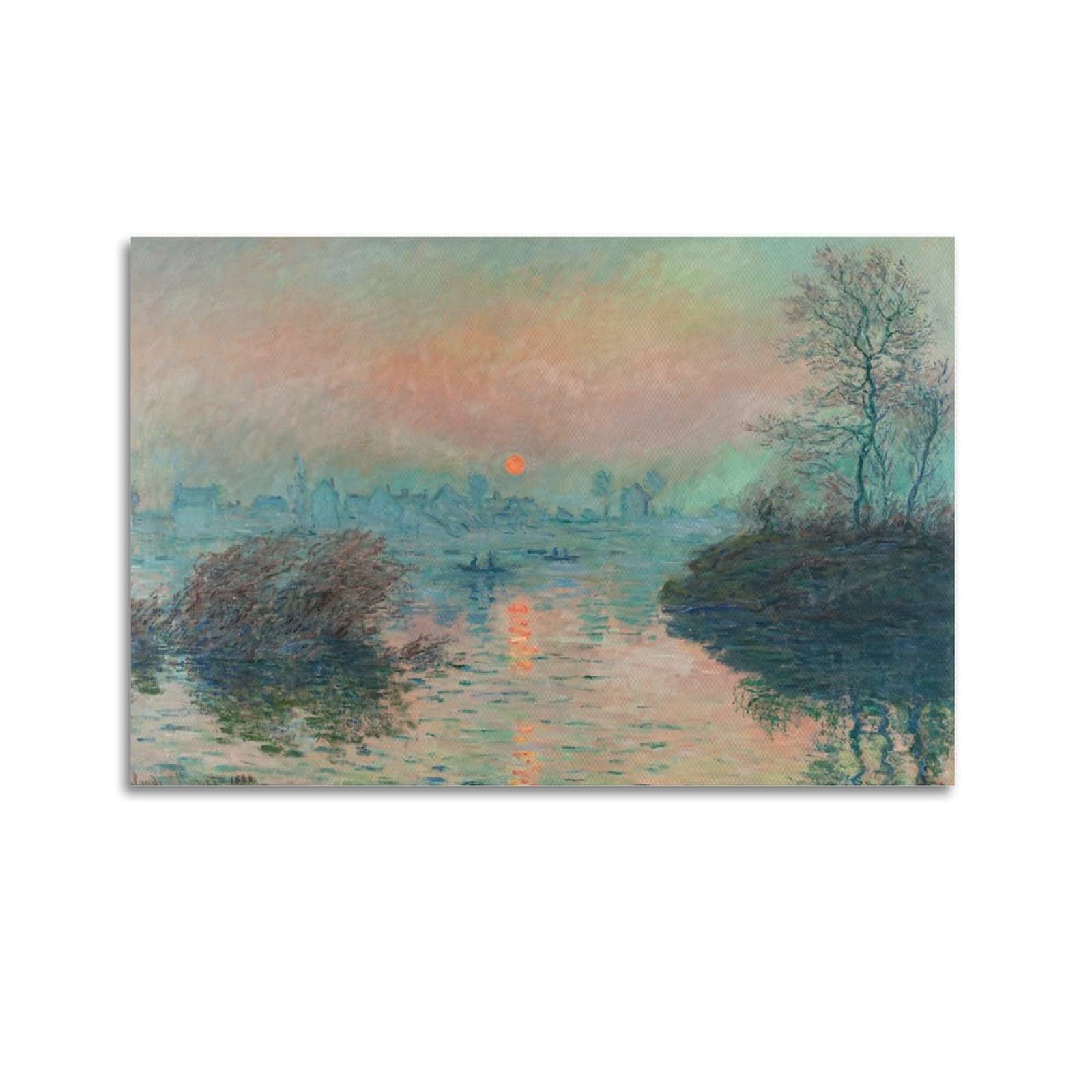 JAHER Claude Monet Paintings - (Sunset on The Seine in Lavacourt, Winter Effect) Poster Decorative Painting Canvas Wall Art Living Rooms Bedroom Painting 20x30inch(50x75cm)