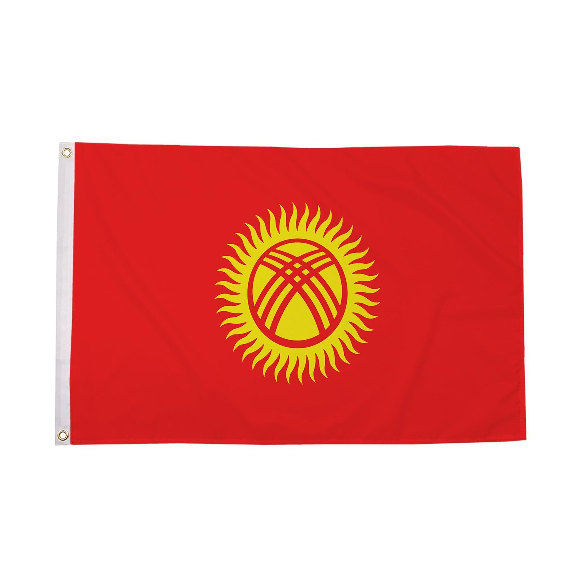 Flagtex Kyrgyzstan Flag 5ft x 3ft National Flag Red with Yellow Sun Circle Tunduk Yurt Premium Quality Polyester Double Stitched Brass Grommets 150cm x 90cm Indoor Outdoor Banner Display — image 1