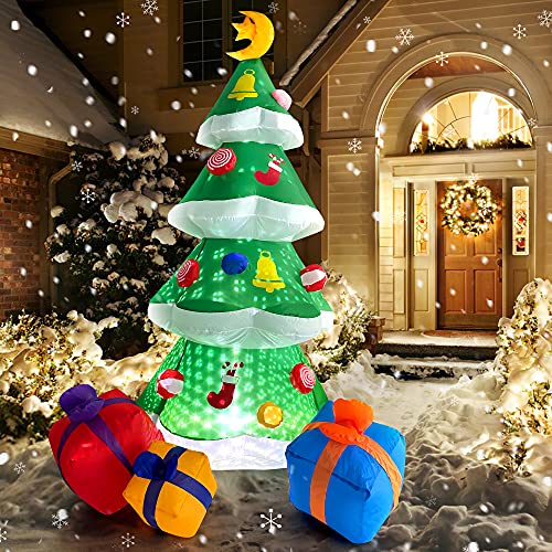 COOLWUFAN 7.5 FT LED Lights Inflatable Christmas Tree, Inflatable Christmas Decorations with Built-in Adjustable LEDs for Xmas Holiday Party Decorations Essentials for Indoor Outdoor Yard Garden