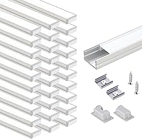 Vista 7 de VST Paquete de 6 Sistema de Canal de Aluminio LED en Forma de U de 1 pie/0.3m con Cubierta Lechosa, Tapas Finales, Clips de Montaje, Compatible