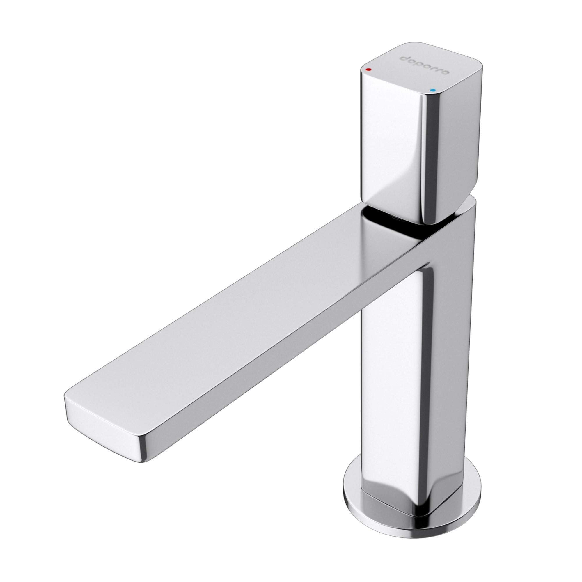 doporro Armatur Bad Wasserhahn Badezimmer Einhebelmischer Silber 19,6 cm | Waschbeckenarmatur eckig Waschtischarmatur Einlochmontage DIN-Anschluss WAO-7901