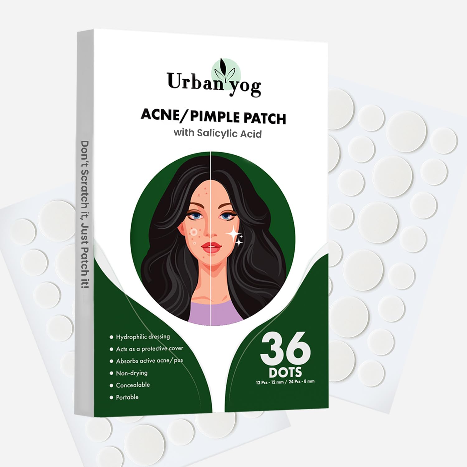 Urban Yog Acne Pimple Patch Facial Kit -36 Dots | Salicylic Acid Hydrocolloid Pimple Patches For Face- Acne Treatment Clear Skin Pimple Patch