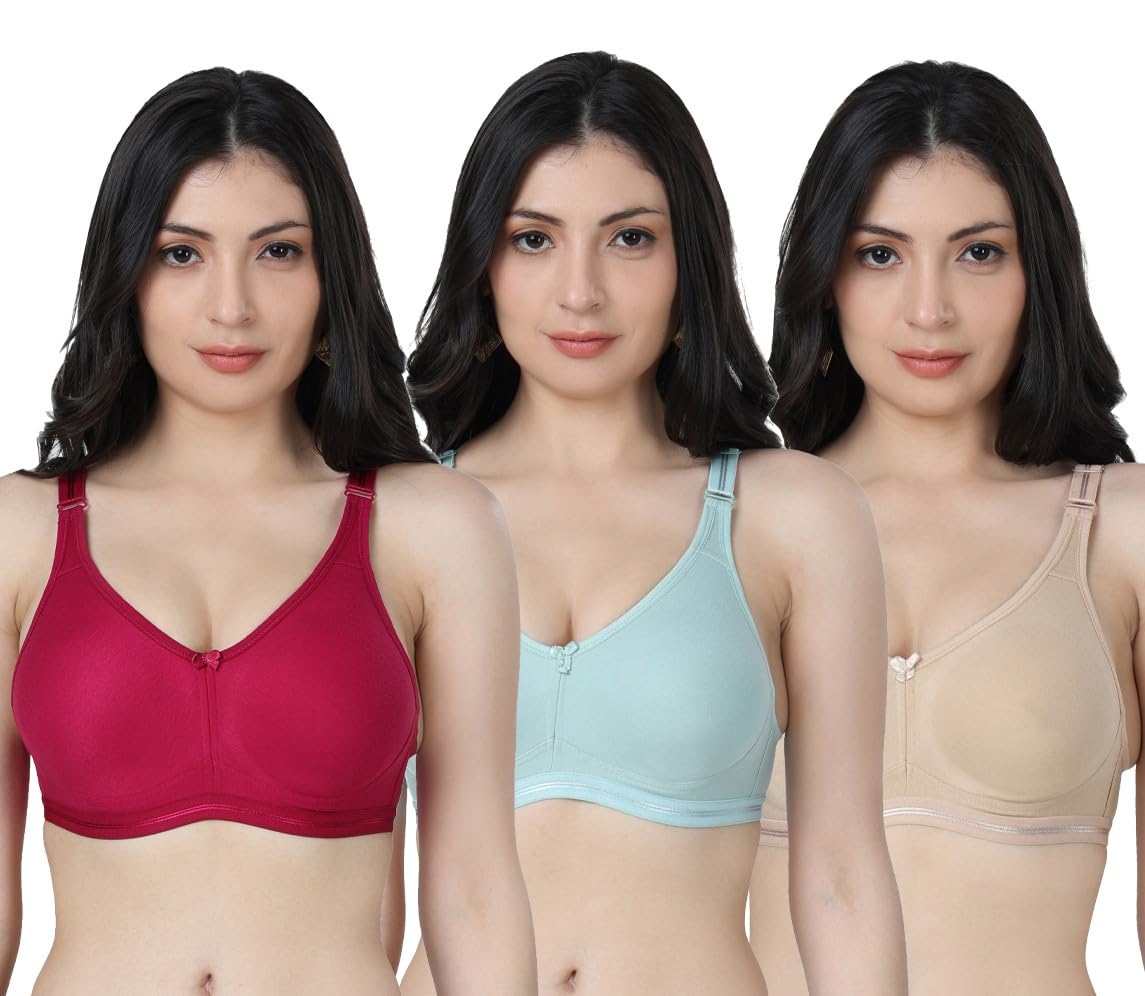 ladyland Women's Cotton Blend Non-Padded Wirefree T-Shirt Bra Combo-picture-20