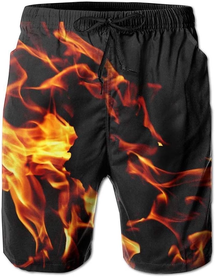 Fire Flame Pantalones Cortos para Hombre de Verano y Playa, Secado