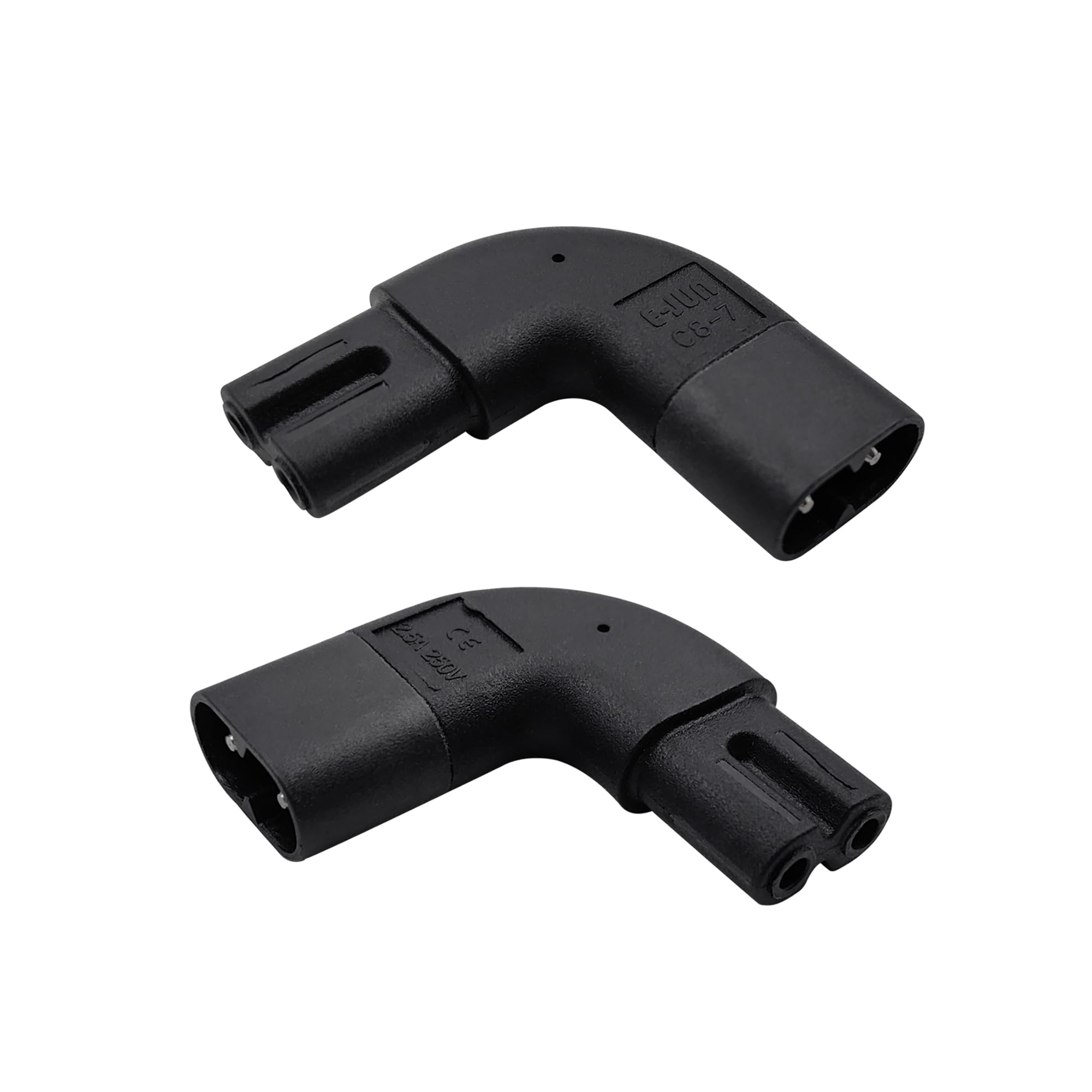 CableOrigin Male C8 to Female C7 Power Extension Adapter, AC Right-Angle Adapter, PDU Plug, 2PCS