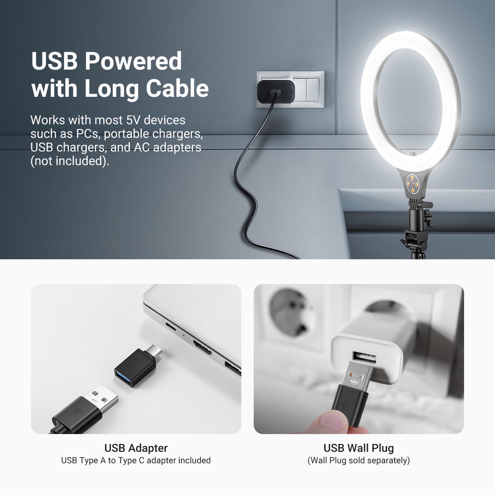 NEEWER Entry Level 10,5" 10 W, lampa pierścieniowa ze statywem 168 cm, uchwyt na telefon, kompatybilny z iPhone'em, dwukolorowe oświetlenie LED CRI85+, do nagrywania i strumieniowego przesyłania wideo