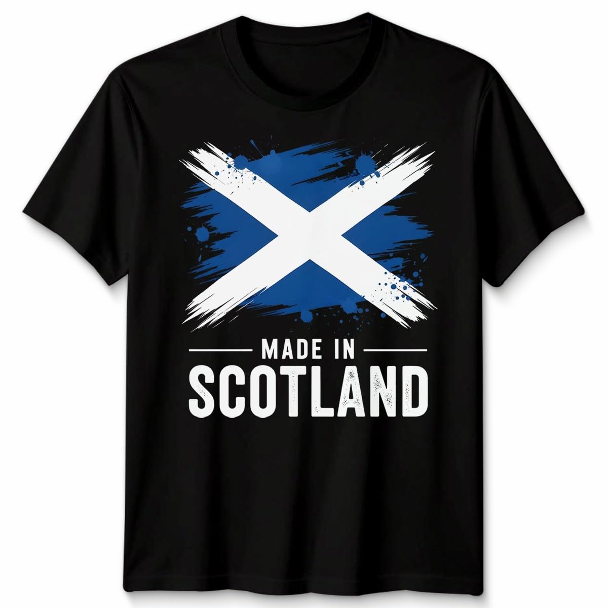 Made in Scotland Unisex T Shirt Scottish Flag Tee Football Rugby Fan Patriot Top Unisex 2XL Black