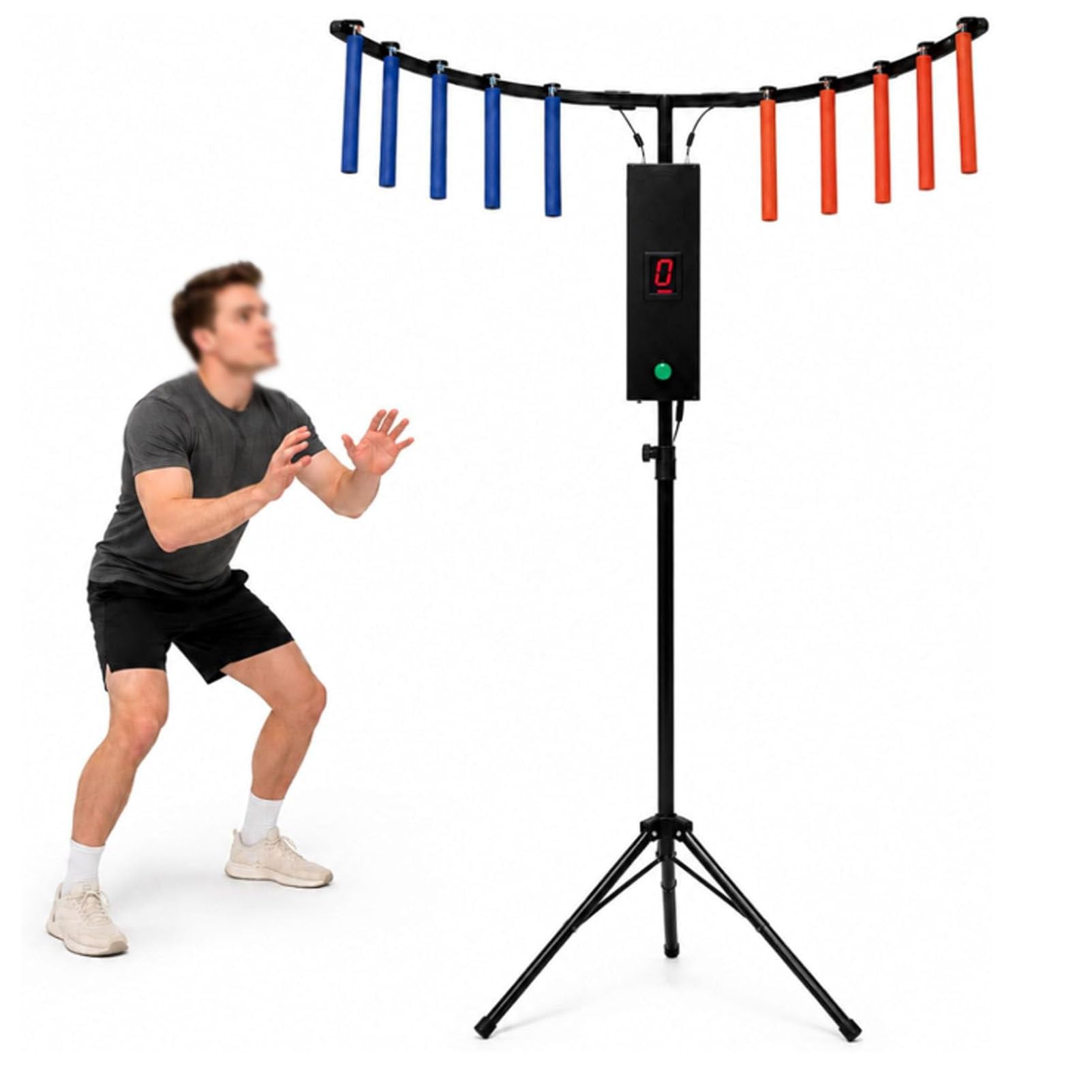 Oiyekntd Hand Eye Coordination Training Catching Stick Game with LED Lights & MP3, Adjustable Speed Reflex Stick Arcade Machine for Party, Family Game Night, Business Entertainment Black