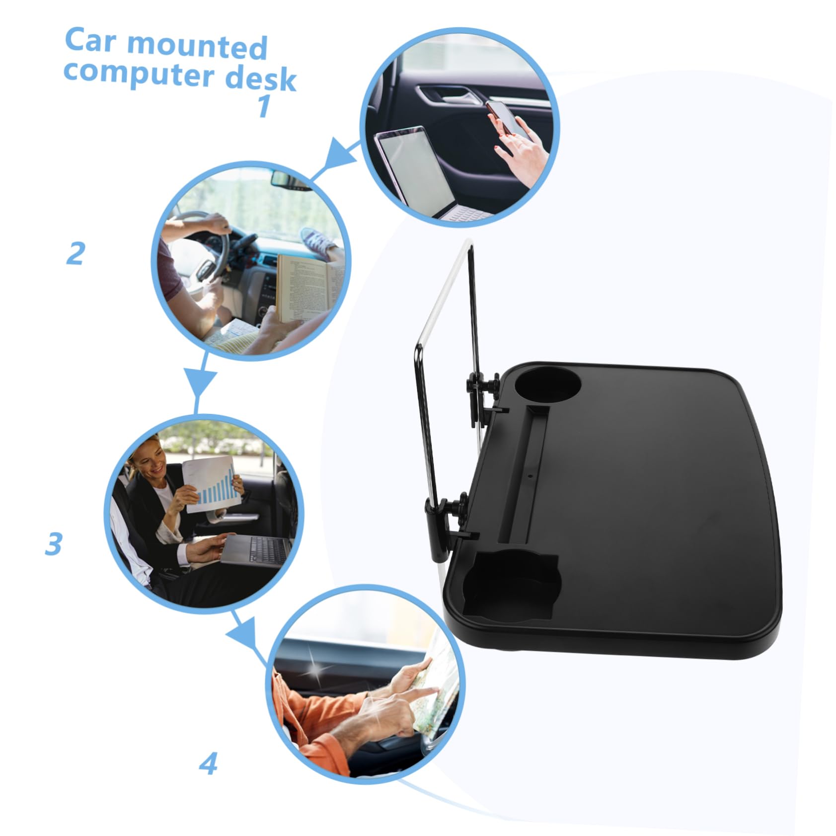 Vassoio Auto Pieghevole per Schienale, Organizer Portabevande Nero | Abs Componenti Hardware, Design Moderno e Stile Pulito, per Spostamenti Quotidiani e Viaggi Lunghi