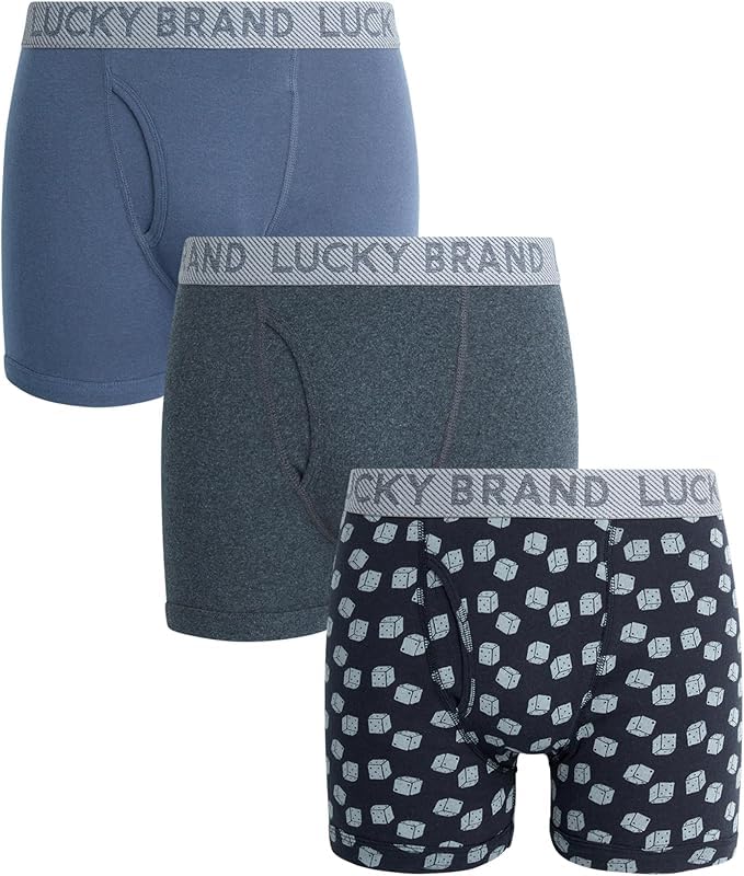 Lucky BrandMens Boxer Briefs - 3 Pack Classic Mens Underwear Boxer Briefs with Functional Fly - Soft Cotton Boxers for Men