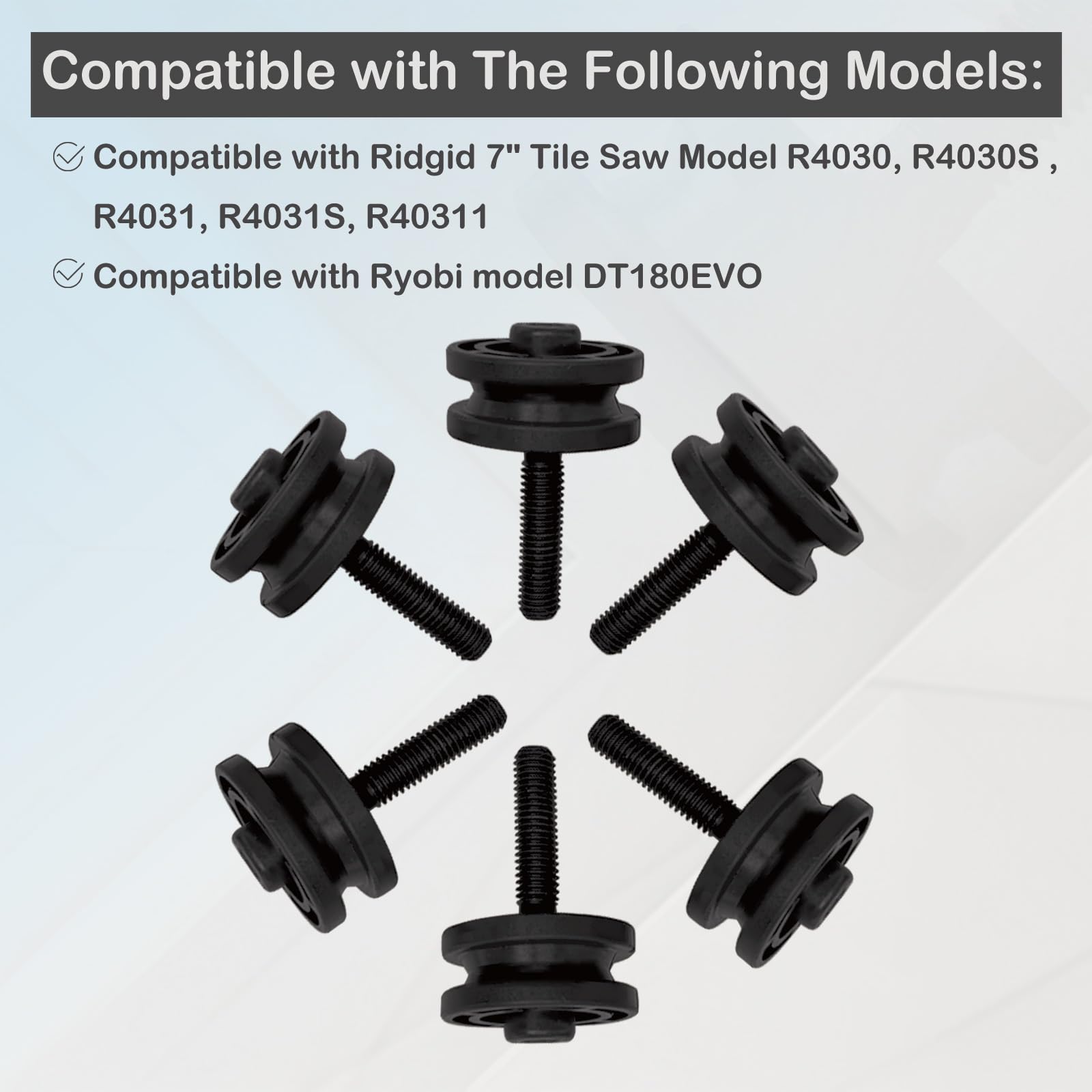 Paquete de 6 rodillos de mesa de sierra de azulejos de repuesto 089041054704 524820001 305784005 306784001 305784001 para Ridgid R4030 R4030S R4031 R4031S R4031S R40331S 11